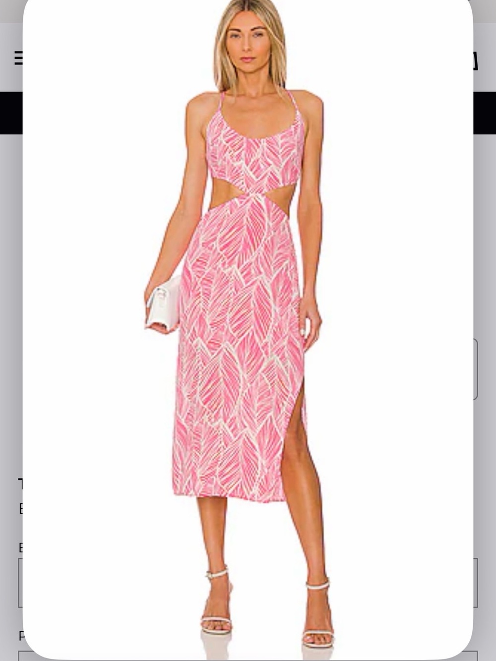 Lovers + Friends Pink Leaf-Print Cutout Midi Dress